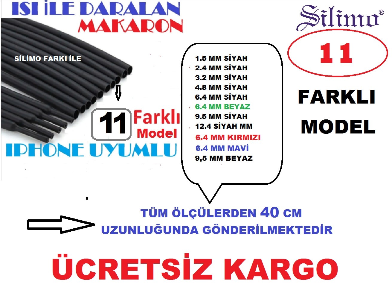 Daralan Makaron Kablo Tamir 11 Li Set Iphone Şarj Aleti Usb